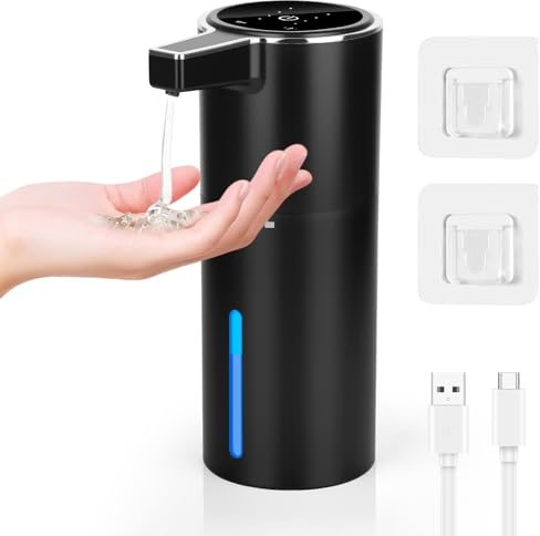 Gaethra Seifenspender Automatisch, 420ml Elektrischer Seifenspender mit Sensor, Seifenspender Automatisch Wandmontage, USB Wiederaufladbar, IPX5 Wasserdicht, für Bad, BüRo, KüChe