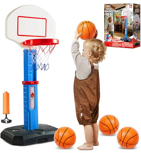 JOYIN Mini Basketballkorb Outdoor Indoor mit Ständer, Höhenverstellbar 75-105 cm, für Zimmer, Spielzeug für Jungen & Mädchen ab 3 Jahren
