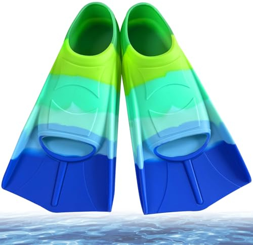 Schwimmflossen Kinder, Silikon Schnorchelflossen Kurz, Kurzflossen Kinderflossen Kurze Trainingsflossen Taucherflossen Kurzschwimmflossen für Kinder Erwachsene