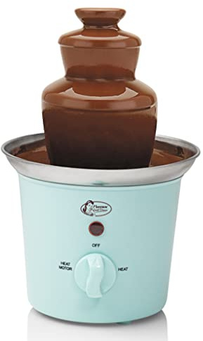 Bestron Schokoladenbrunnen mit 3 Etagen, Kleiner Schokobrunnen mit Warmhaltefunktion, 60 Watt, Farbe: Mint