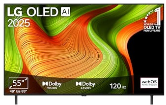 LG OLED55B59LA TV 55 Zoll (139 cm) 4K OLED AI TV (α8 Gen2 4K AI Prozessor, webOS 25, 120Hz) [Modelljahr 2025]