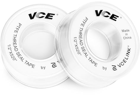VCE PTFE Teflonband Gewindedichtband, Dichtband Wasserleitung für Rohre, Wasserhahn & Poolpumpe, 13,2 m x 12,7 mm x 0,089 mm, Weiß, 2 Stück