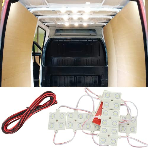 AzulLanse 1 Stück 40 LED Innenbeluchtung Auto,Interior Licht Auto Leseleuchte,10 Modulen,Weißlicht Kfz Beleuchtung,12V LED KFZ Innenraumbeleuchtung mit 5 m Verlängerung für Caravan Van RV Truck Boote