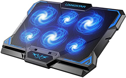 LIANGSTAR Laptop Kühler | Laptop Kühlpads für 12-17 Zoll Notebook | 6 Lüfter mit LEDs | 2200 RPM | Geräuscharme Kühlung | 2 USB Ports | 3 Höheneinstellungen | Cooling Pad Cooler Ständer
