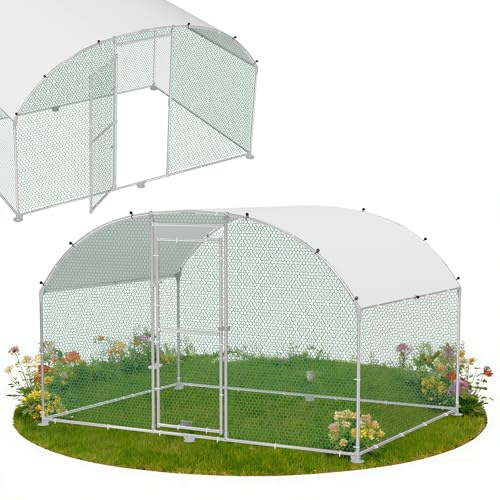YRHome 3x2x2m Freilaufgehege Hühnerstall Haustierkäfig aus Metall Geflügelstall Hühnerhaus Bogenform Design mit Sonnenschutzdach Winterfest für Hühnerkäfig Haustierkäfig Vogelkäfig Kleintiere