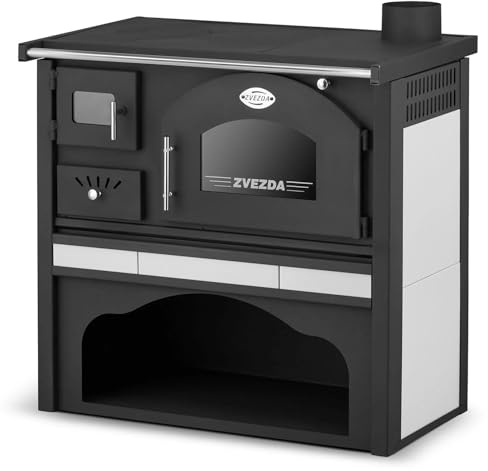 Kaminofen Holzofen Küchenhexe Küchenofen mit Backofen und Kochplatte ZVEZDA, Modell Classic GFS Ceramic 5.9kW BImSchV2