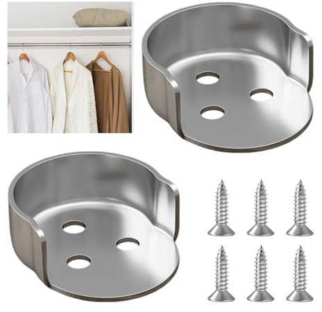 2 Stück 25mm Rundrohr Halterung ，U-Form for Kleiderschrank Kleiderstange, Flansch Stangenhalter, Gardinenstange Halter, Schrankrohr Stange, Kleiderstangen Halterung Schrank Zinklegierung（6 Schrauben）
