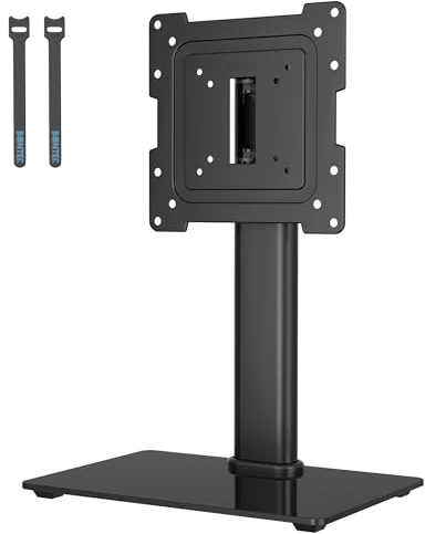 BONTEC TV Standfuss Monitor Standfuss für 17-43 Zoll LCD LED OLED Plasma Flach & Curved Fernseher & Monitor bis zu 45 kg mit 50 Grad Drehgelenk, 3 Stufig Höhenverstellbar, Max VESA 200x200