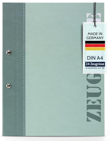 goldbuch 36115 Zeugnismappe 2Colored Grün, Urkundenmappe DIN A4, Dokumentenmappe mit Schraubverschluss und 12 Sichttaschen, Ordnungsmappe aus Leinenstruktur mit 12 Hüllen, ca. 24x 31 x 1,5 cm