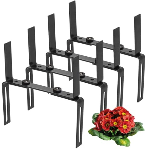 com-four® 4X Blumenkastenhalter für Balkon-Brüstungen und Geländer - Flexible Befestigung aus Metall für Pflanzkästen - 2-Fach verstellbar - kein Bohren (04 anthrazit)