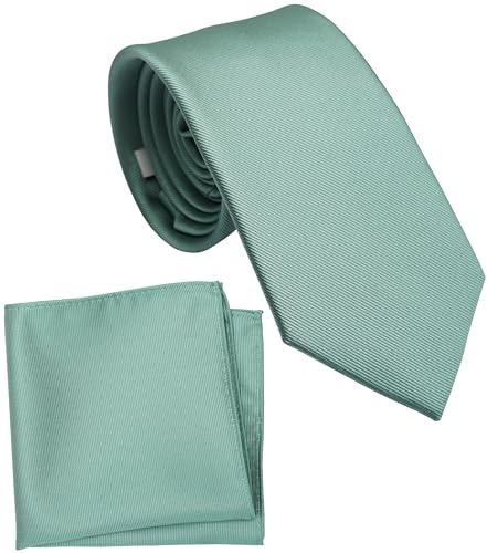 Zenxus Klassische Krawatte und Einstecktuch für Herren, einfarbiges Krawattenset, 8,1 cm Standardbreite