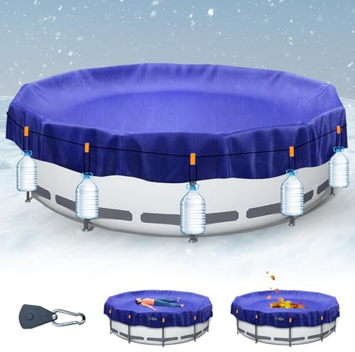 Poolabdeckung rund 460 cm (Für Ø 420-460 cm) | 2-in-1 Poolabdeckplane UV-resistente Pool Solarplane für Sommer & Winter Abdeckung Rund Pool Abdeckplane Für Metal und Prism Frame Pool, blau