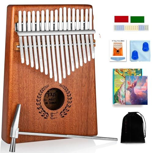 Kalimba Daumen Klavier 17 Schlüssel, Tragbare Fingerklavier -Marimbas Mit Tragensack, Schnelles Songbook, Tuning Hammer, alles in Einem Kit