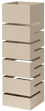 Baroni Home Schirmständer mit modernem Design aus Metall mit geometrischer Schnitzerei - Schirmständer mit Haken und abnehmbarem Auffangfach für Heim- und Bürodekoration, Schwarz, 15,5x15x49 cm