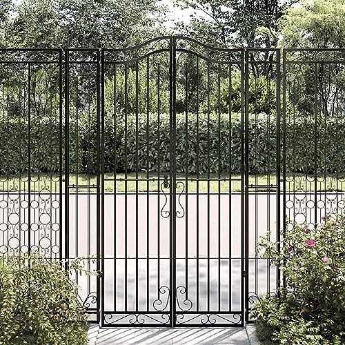 JUDYY Gartentor Schwarz 121x8x180 cm Schmiedeeisen, Gartentor, Gartentür, Gartentüren, Tor Garten, Gartentüren, Garten Tore, Flügeltore, 363433