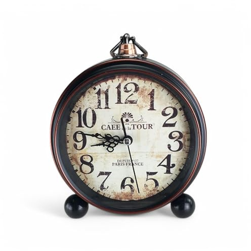 GMMH Retro Analog Wecker, Ohne Ticken, Tischuhr Nachttischuhr (14-3) Alarmwecker Vintage Retro Nostalgie aus Metall, Antik Standuhr Schreibtischuhr Uhr Tischwecker mit Alarm, Weckuhr