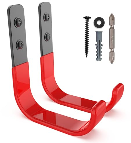 SunVFaFa Robuste Garagenhaken, schwerlast Wandhaken, J Garage Haken zum Aufhängen, Stahl-Wandhalterung Werkstatt Organizer für Aufbewahrung, Leiter, Werkzeuge, Gartengeräte (2 Stück,10cm, 22kg)