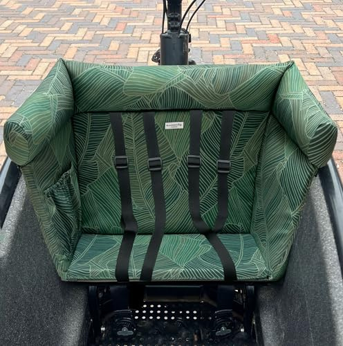 Blausberg Baby - Lastenrad Kissen für Urban Arrow Family & Family Next Sitzkissen, Zubehör, Kinderkissen, Wetterfestes Sitzpolsten (Dunkel Grün Blätter)