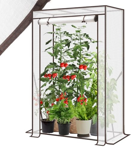 Sekey Gewächshaus Klein 150x100x50 cm, Tomatengewächshaus Foliengewächshaus Tomaten Gewächshaus Balkon Indoor Outdoor - Stabil, Winterfest & Einfach zu montieren, Weiß