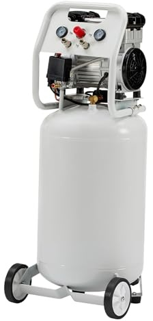 LUXOAK Vertikaler Luftkompressor 75L, 8 Bar 1340W / 1.8 PS, Ölfreier Doppelzylinder Flüsterkompressor mit Rädern – Leise & mobil für Werkstatt und Garage