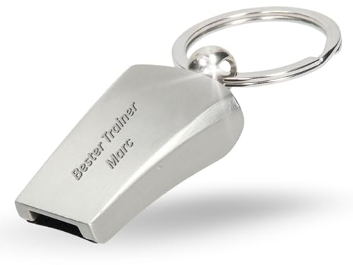 Personalisierte Trillerpfeife in Silber mit Gravur - Schiedsrichterpfeife | Sportplatz Zubehör, Schiedsrichter Ausrüstung, Hundeerziehung, Rettungsschwimmer, Signal Pfeife, laut klingend