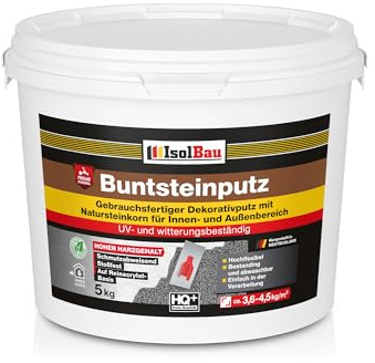 Isolbau - Buntsteinputz für Außen und Innen (Anthrazit) 5 kg - BP100 Mosaikputz Dekorationsputz Frostsicher, Wasserfest, Stoßfest
