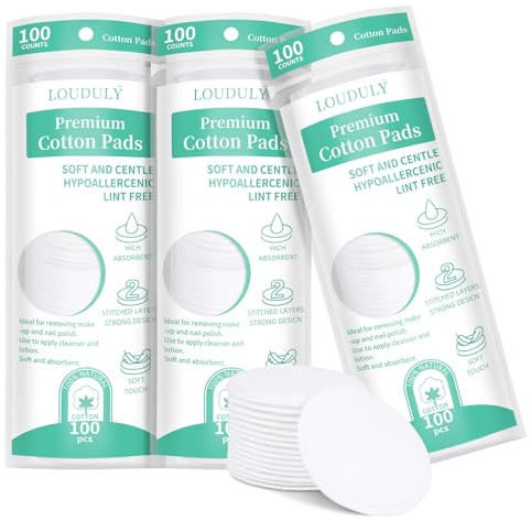LOPHE Wattepads Rund, 300 Stück Wattepads zum Abschminken, Extra Weiche und Fusselfreie Baumwollpads, Doppelseitig Erhältlich, für Make Up, Salon, Lotion