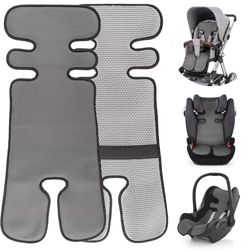 Zamboo Atmungsaktive Sommer Sitzeinlage- Universal Sitzauflage für Kinderwagen, Buggy und Kindersitz - Kühlt und schützt den Sitzbezug vor Flecken - Grau