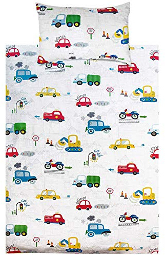 KEAYOO Kinderbettwäsche 100 x 135 100% Baumwolle Autos mit Reißverschluss für Mädchen Jungen