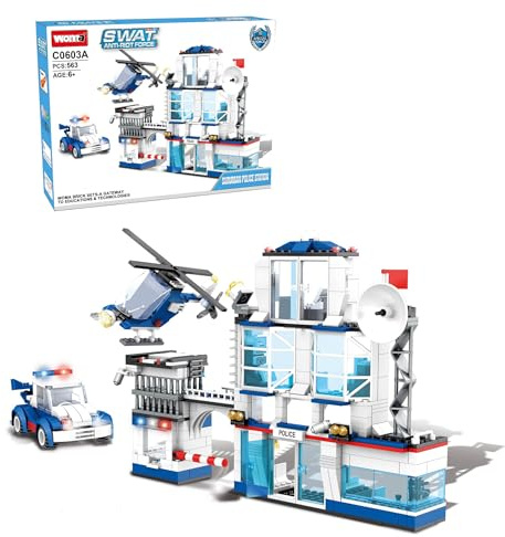 WOMA C0603A SWAT Anti-Riot Force Vorstadt-Polizeistation, 563-teiliges Bausteinset für Kinder