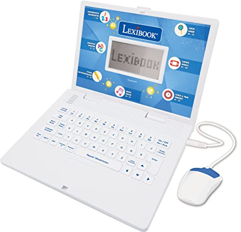 Lexibook - Zweisprachiger Laptop für Bildungszwecke Englisch und Deutsch, 124 Aktivitäten, Mathematik, Logik, Musik, Uhr, Spiele - JC598i3