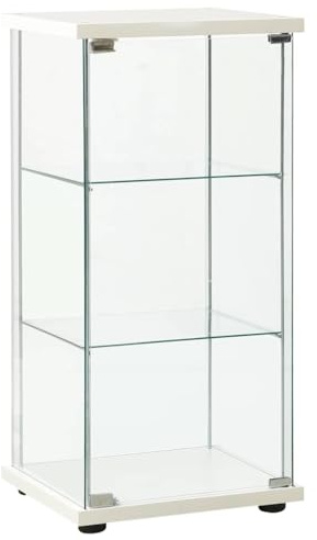 vidaXL Vitrinenschrank mit 3 Schichten Glasvitrine Sammlervitrine Vitrine Schrank Bücherschrank Wohnzimmer Schlafzimmer Hartglas Weiß