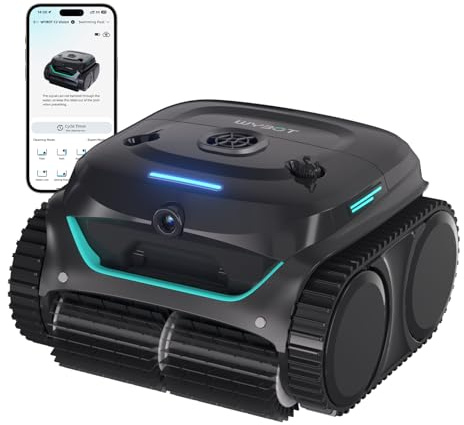 WYBOT C2 Vision Poolroboter mit AI Kamera und Akku 180min, 200m² | Kabelloser Poolsauger, Doppelfilter, 8 Reinigungsmodi, Wand und Bode, Wasserlinie, (Neues Modell)Schwarz dunkelgrün