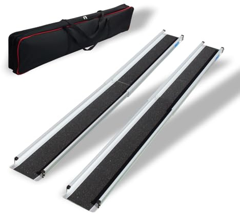 TRUTZHOLM Rollstuhlrampe Teleskop-Rampe Rampe Laderampe Auffahrschiene Paar | 272 KG | 105-183 cm | Antirutsch Belag, leicht in der Textiltasche (183)