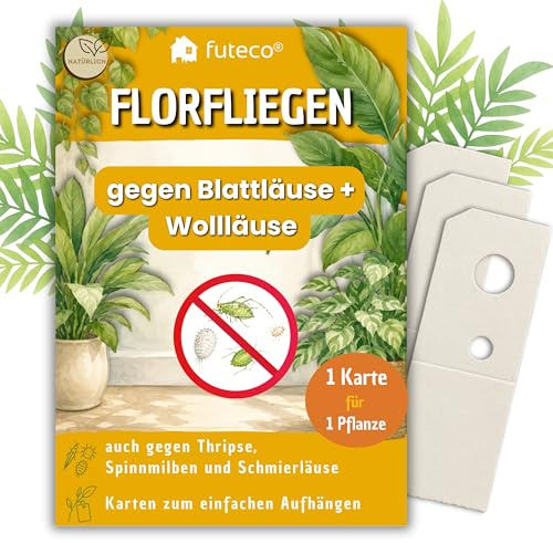 Futeco® Florfliegenlarven gegen Blatt-/Wollläuse & Thripse – 1 Karte | für 1 Pflanze - zum einfachen Aufhängen - Biologische Schädlingsbekämpfung