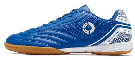 LEOCI Herren Hallenfußballschuhe Erwachsene Trainer Gummi Futsal-Schuhe für athletische flache Außensohle Gym Training Sneaker, Blau Weiß 706, 40 2/3 EU