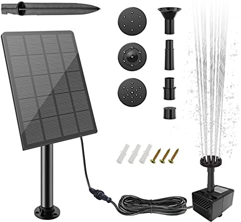 Solar Springbrunnen Für Außen Klein, Teichpumpe Solar, Solarbrunnen Für Den Garten, Solarpumpe Für Brunnen, DIY Solarspringbrunnen Aussen Deko Brunnen Vogeltränke Balkon Vogelbad