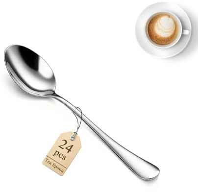 Teelöffel 24 Stück 14cm, Berglander Mini-Löffel-Set aus Edelstahl für Kaffee, Dessert, Eiscreme, Metallbesteck für Zuhause, Küche, Restaurant, Café, Party, Hochzeit