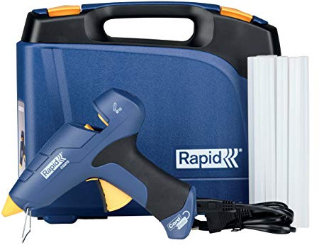 Rapid CG270 Heißklebepistole mit abnehmbaren Kabel für 12 mm Klebesticks | Koffer inkl. 12 mm Sticks; 7 Minuten ohne Kabel; 350 g/Std Kleberfördermenge; 3 Min. Aufheizzeit; Basteln & Reparaturen