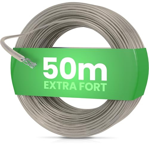 SimplySmooth Wäscheleine 50m - Wäscheseil mit Stahlkern in 3 Längen - Stabile Wäsche Leine extra stark - für Wäschespinne, Garten & Camping - Outdoor