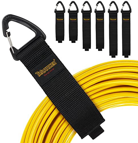 Trilancer Klettband mit Öse mit dreieckiger Schnalle zum Aufhängen an Wänden für Kabel, Drähte, Seile, Schläuche, Organisation für Haus, Garage oder Werkstatt, Patentiertes Design (2XS，2xM，2XL)