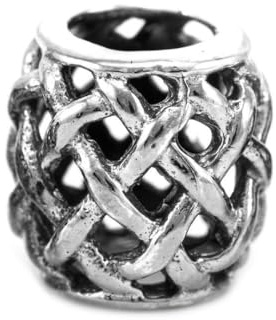 Windalf Wikinger Bartschmuck Ragnar Ø 7 mm Vikings Netz Muster Haarperle 925 Sterling Silber
