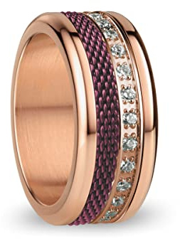 BERING Austauschbar Ringkombination für Damen in Rosé Gold & Lila mit einzigartigem Twist- & Change System, Douro