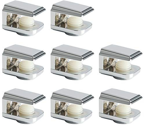 MOOCHE 8 Stück 2.2cm Glasklemme Glashalter Glasplattenhalter für Spiegelhalterung – Zinklegierung Regalhalter mit geboht für 5-8mm dickes Glas