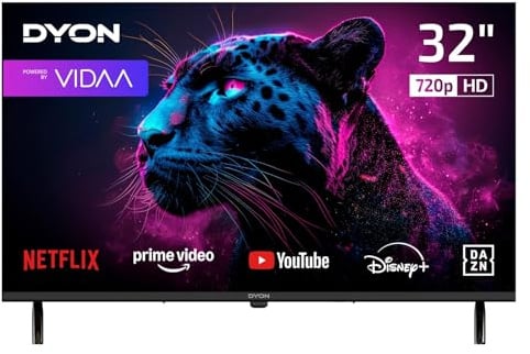 DYON Movie Smart 32 VX - 32 Zoll 80 cm Smart TV mit HD Triple Tuner (DVB-C/-S2/-T2), App Store, Prime Video, Netflix, YouTube, DAZN, Disney+, waipu.tv, Hotelmodus