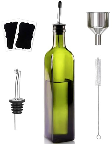 Showvigor Ölflasche, 500ML Essig und Ölflaschen Set, Ölflasche mit Ausgießer, Olivenöl Flasche für Küche und BBQ (Grün)