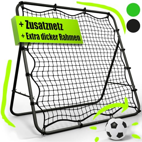 BENTSON Rebounder für Fußball Kinder und Profis I Inkl. Ersatznetz I Robuster Rahmen I Auch für Handball, Volleyball und Basketball I Rückprallwand Prellwand Fussball I Matt-Schwarz I 150x150 cm