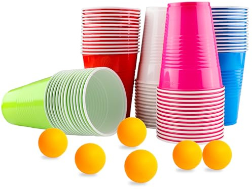 Vexillic Plastikbecher, 70 Stück 400ML Mehrweg Bunt Becher Set in 5 Farben für Geburtstag Hochzeit Festivals JGAs oder Gartenpartys