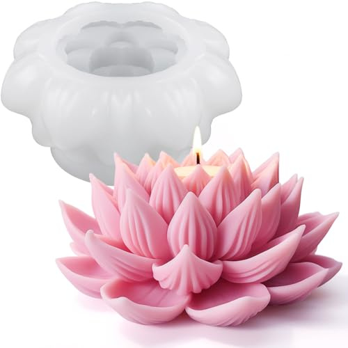 3D Lotusblume Kerzenform Duftkerze Silikonform Blume Duftkerzen Silikonformen Gießformen Silikon Kerzenformen Zum Gießen Kerzen Formen Silikon Seifenform Epoxidharz Formen Kerzen Selber Machen Set