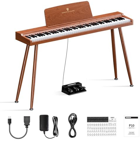 TERENCE P10 E Piano 88 Tasten – Für Anfänger, Studenten & Heimunterhaltung | Dreifach-Pedal-System, 20W Stereo-Lautsprecher, Doppelte Kopfhöreranschlüsse